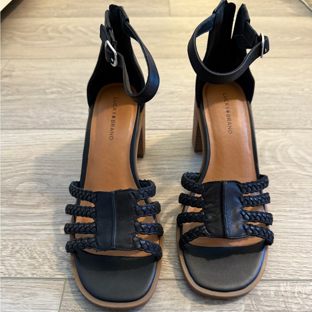 🖤Lucky Brand Black Braided Heels🖤